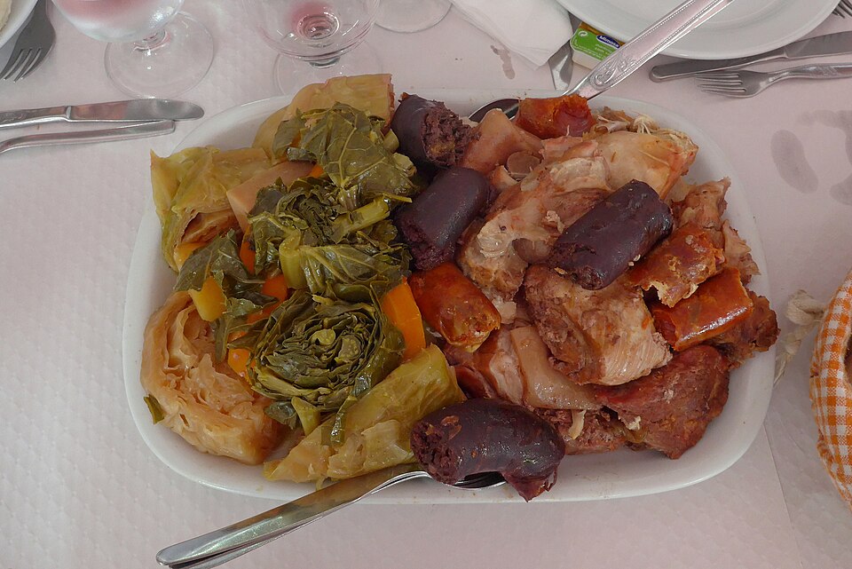 Portuguese Cozido à Portuguesa traditional dish served in a Lisbon tasca