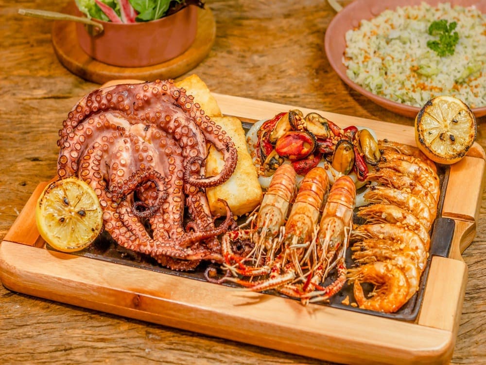 Fresh seafood table in a Lisbon restaurant