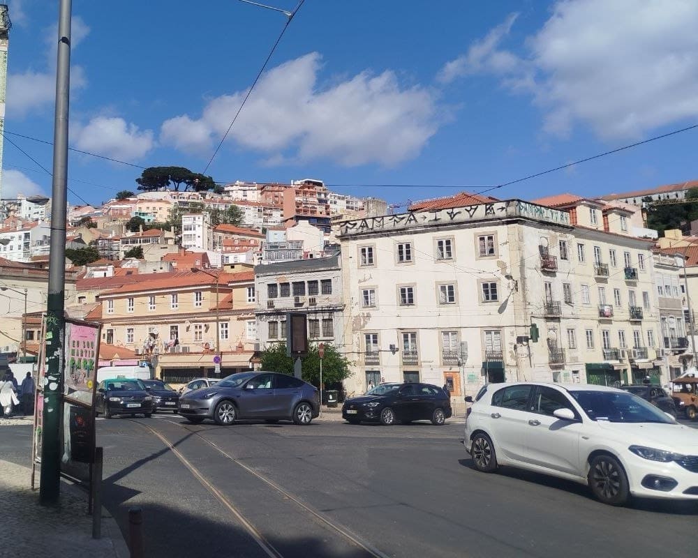 Streets of Mouraria in Lisbon, a historic neighborhood with traditional buildings and narrow alleys.